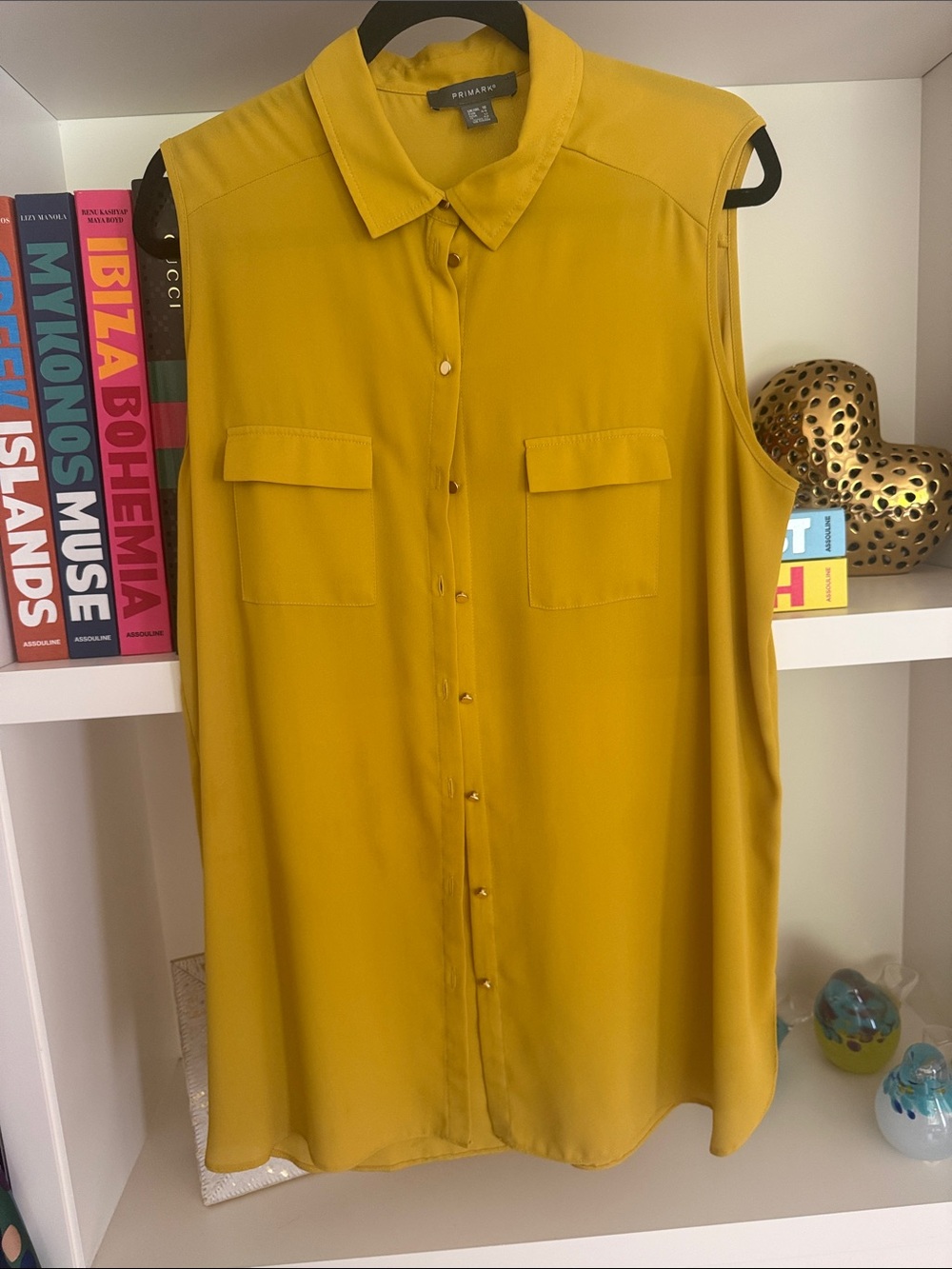 Primark Mustard Yellow Sleeveless Button-Front Blouse